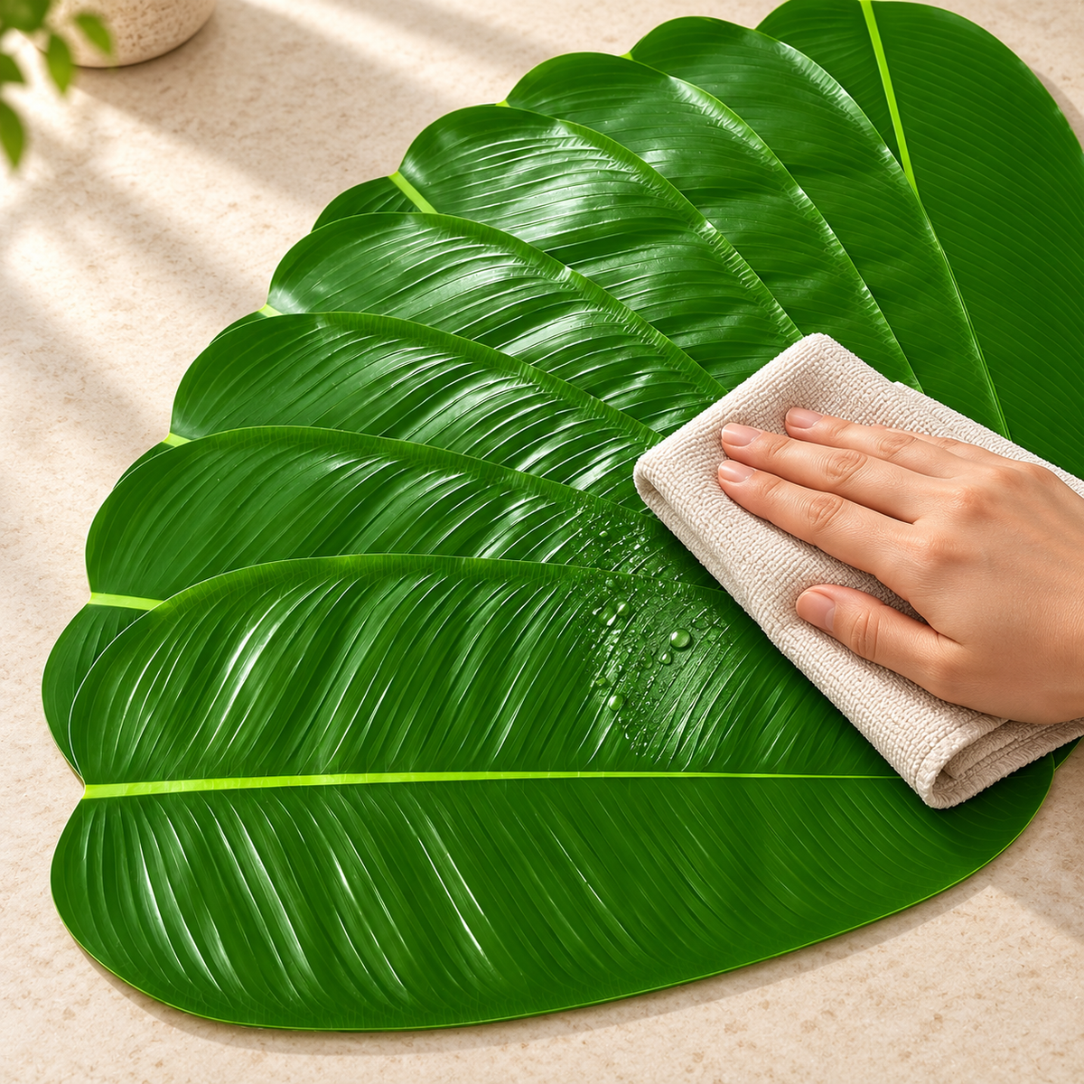 VANA banana leaf table mats for modern dining, hosting, TV dinners and festive tables