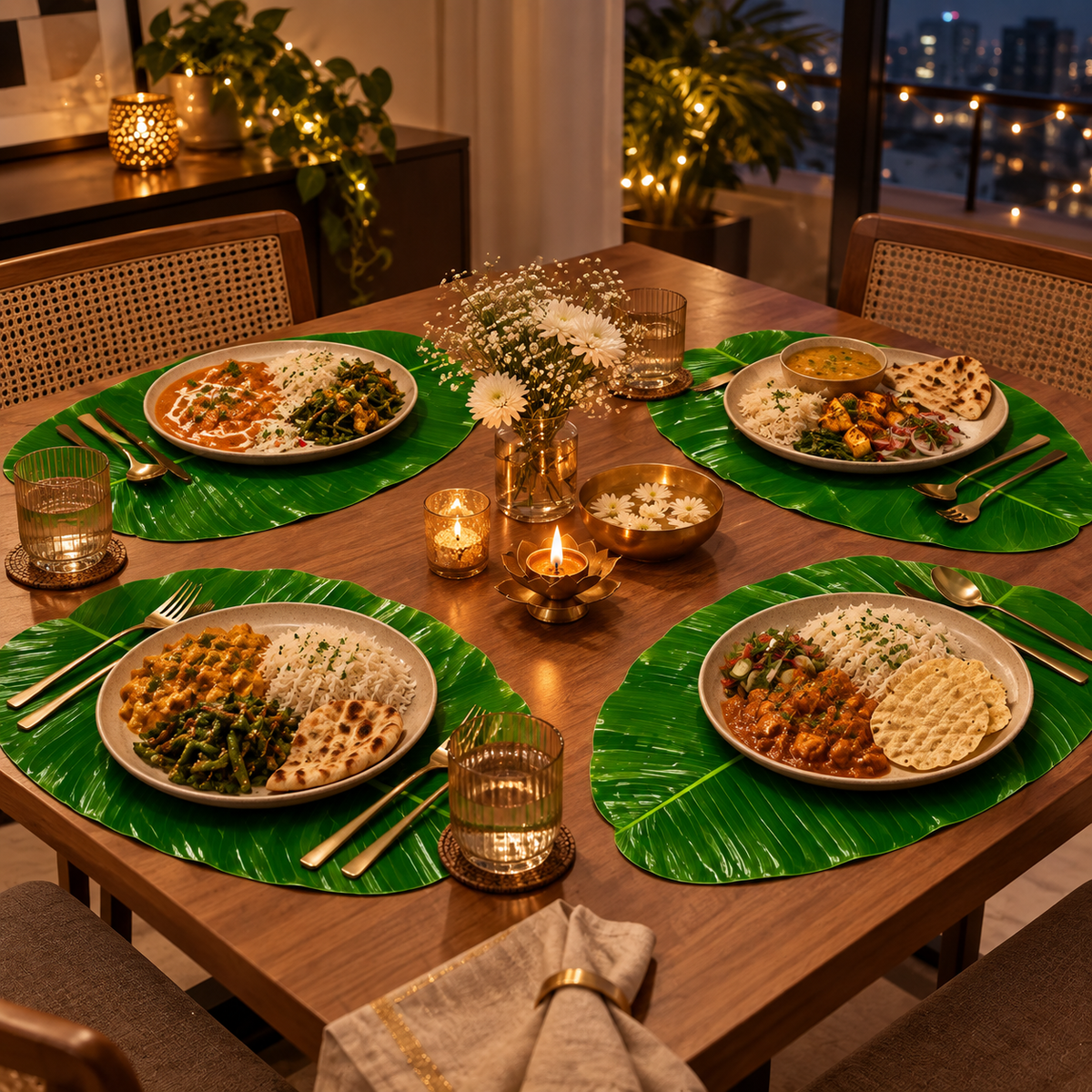 VANA banana leaf table mats for modern dining, hosting, TV dinners and festive tables