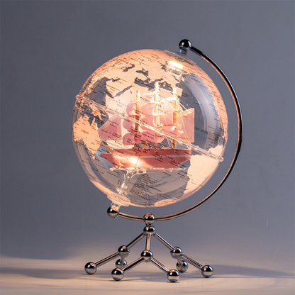 Aurora Voyage Crystal Globe | 360° Rotating World Globe