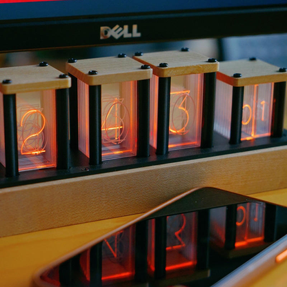 Walnut Nixie-Tube Style RGB LED Clock | Retro Digital Timepiece