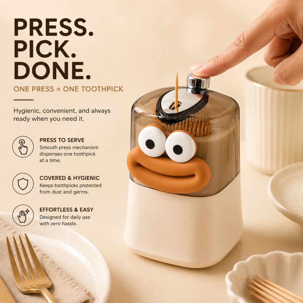 PICKQ™ Press-To-Serve Toothpick Dispenser