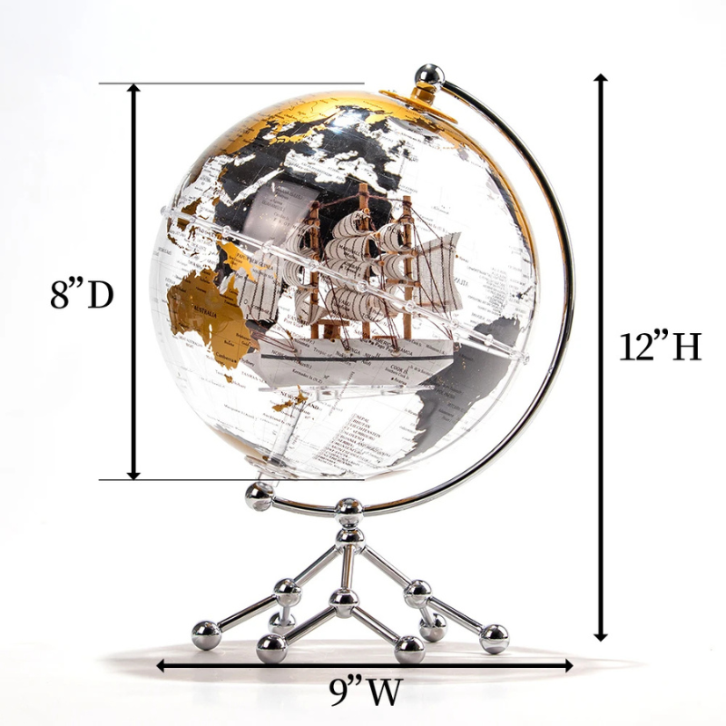 Aurora Voyage Crystal Globe | 360° Rotating World Globe