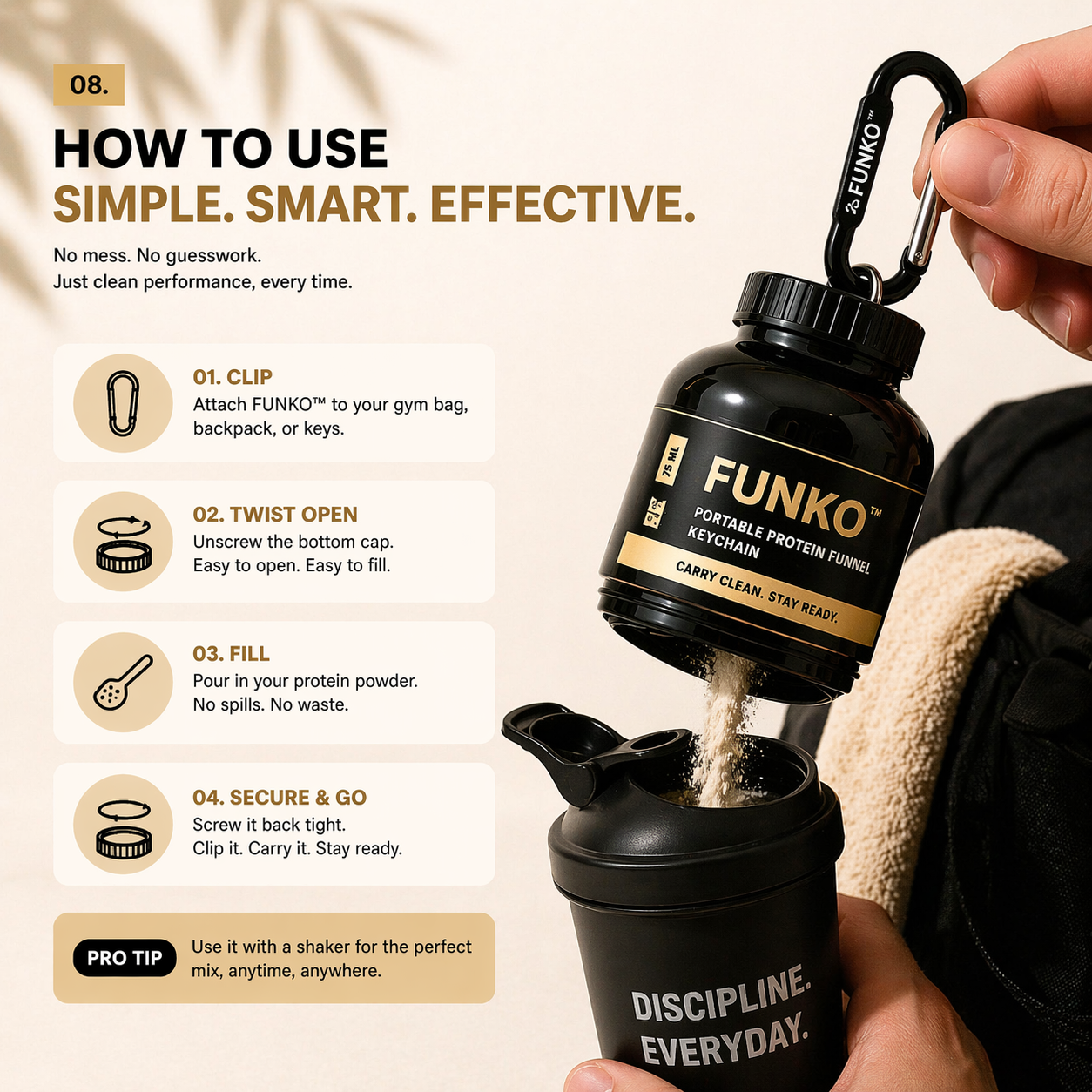 FUNKO™ | Portable Protein Funnel Keychain (Pack of 2)