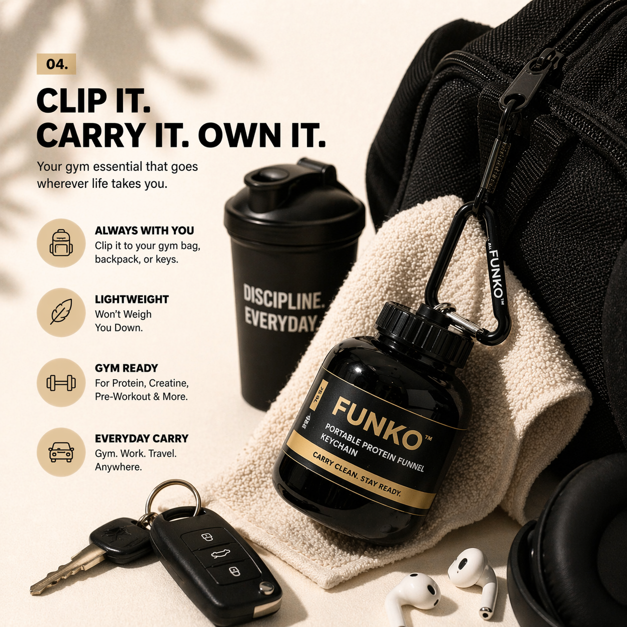 FUNKO™ | Portable Protein Funnel Keychain (Pack of 2)