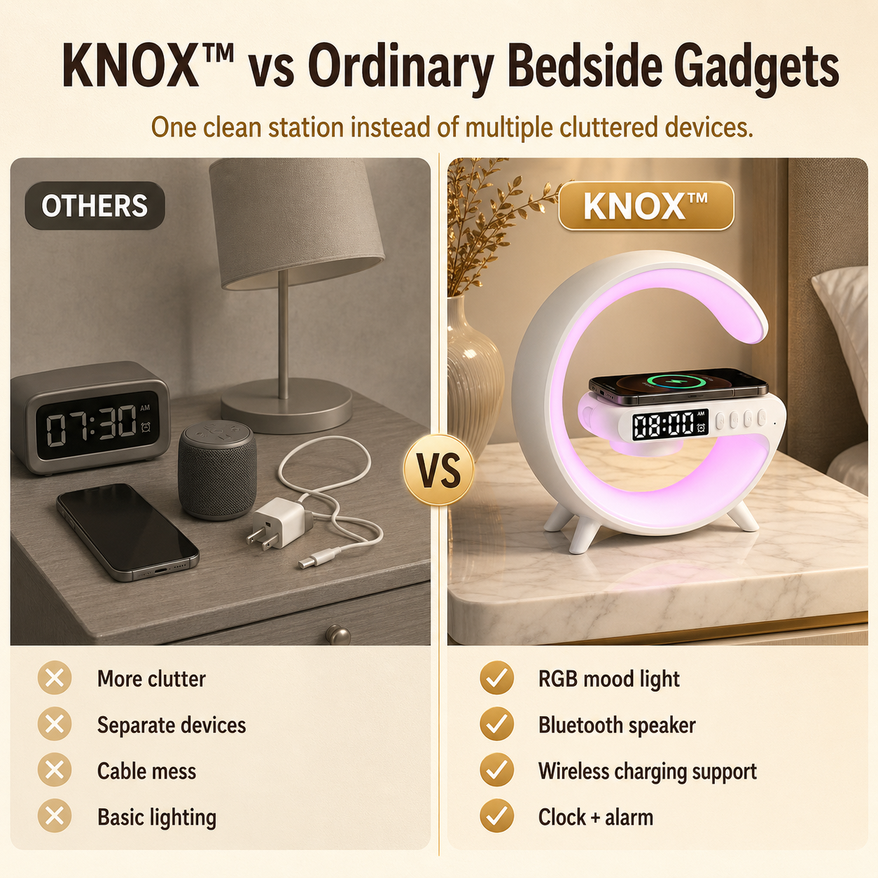 KNOX™  RGB Speaker Charging Clock
