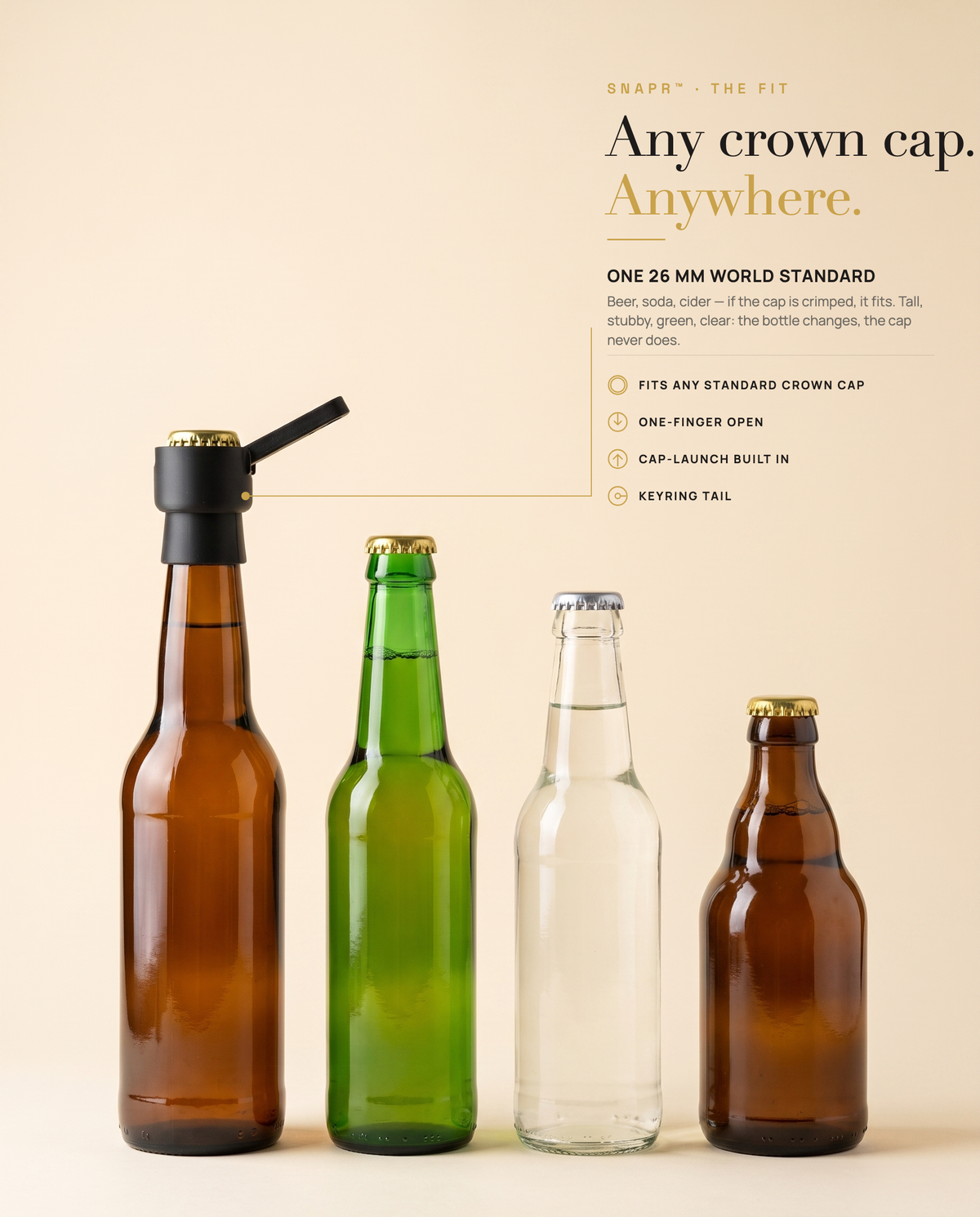 SNAPR crown-cap bottle opener
