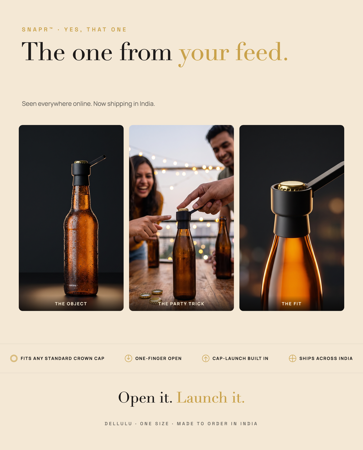 SNAPR crown-cap bottle opener