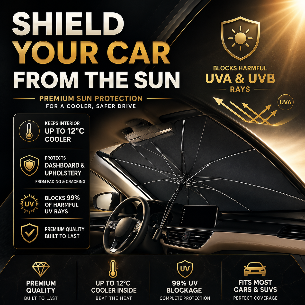 SOLBRELLA™ | Foldable Car Windshield Sunshade