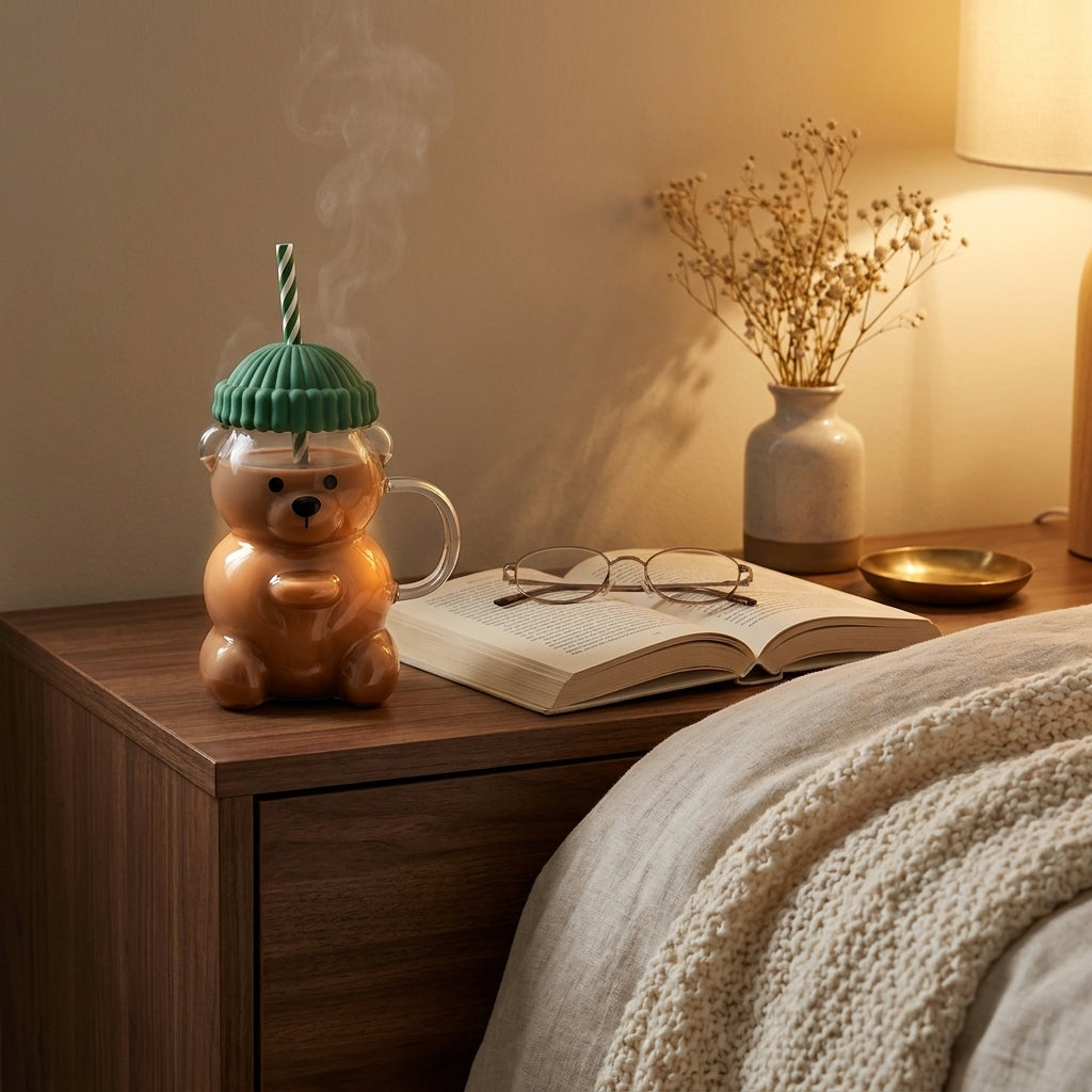 TEDD™| Glass Bear Tumbler with Straw
