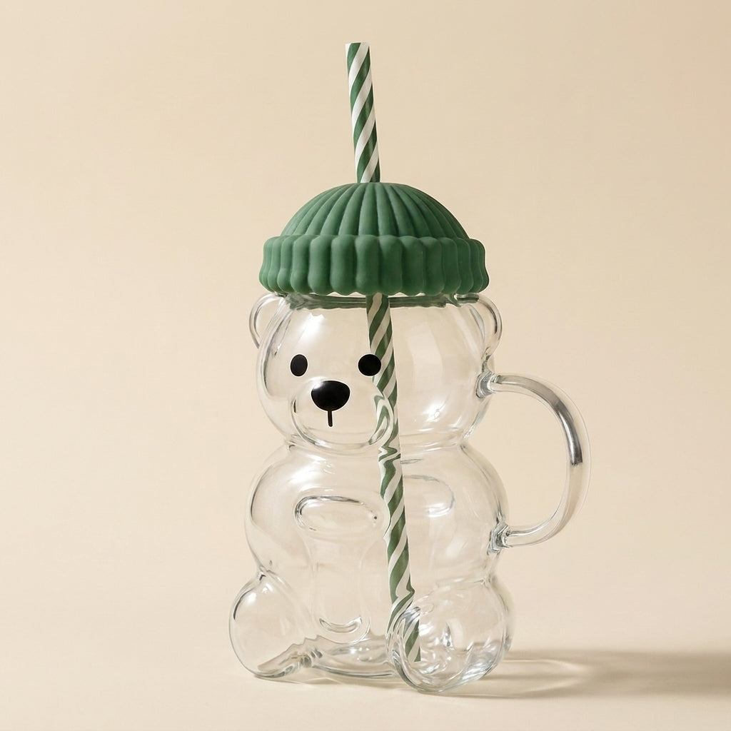 TEDD™| Glass Bear Tumbler with Straw