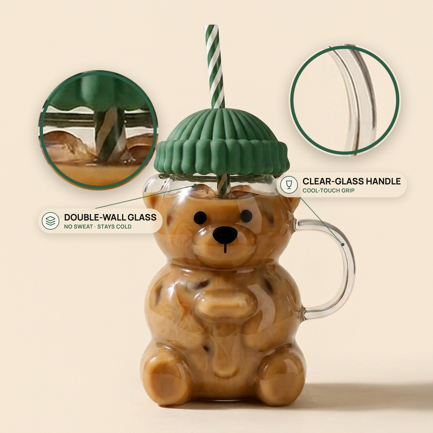 TEDD™| Glass Bear Tumbler with Straw