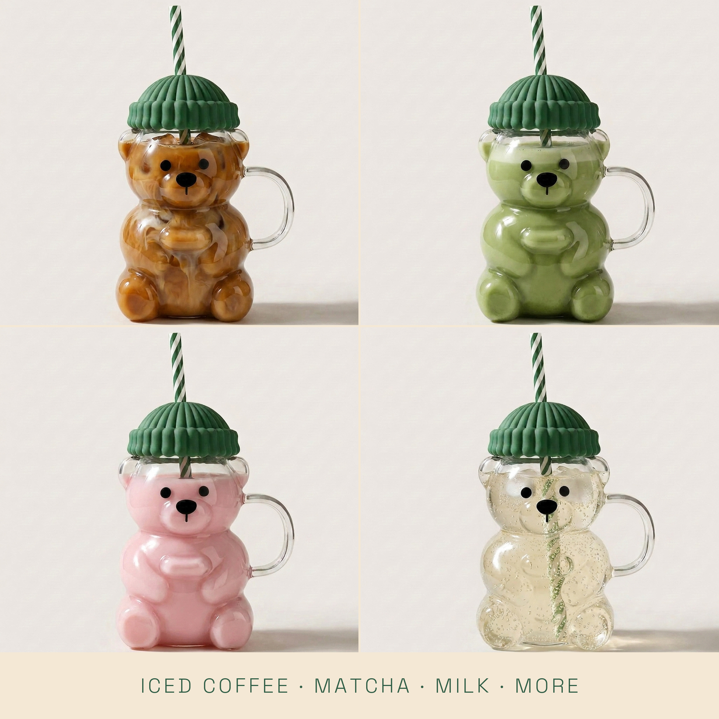 TEDD™| Glass Bear Tumbler with Straw