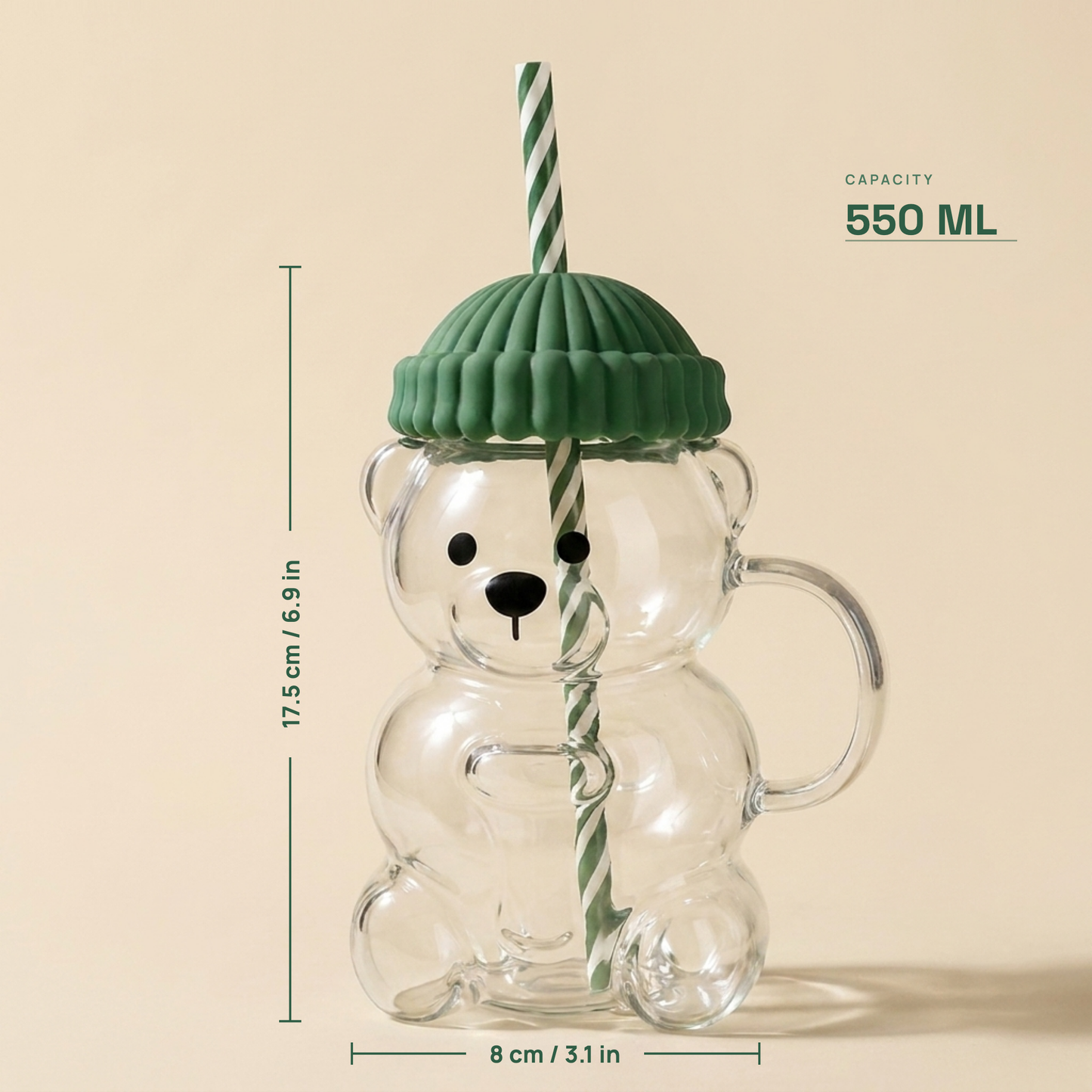 TEDD™| Glass Bear Tumbler with Straw