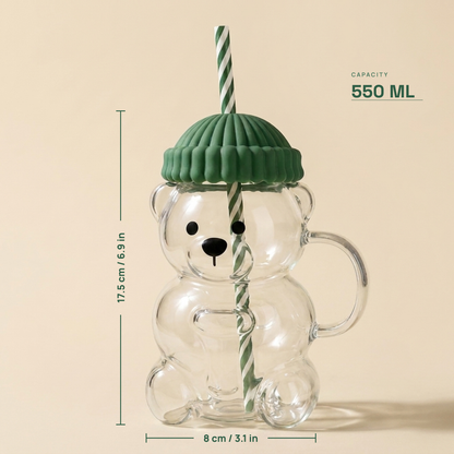 TEDD™| Glass Bear Tumbler with Straw