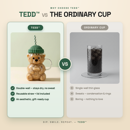 TEDD™| Glass Bear Tumbler with Straw