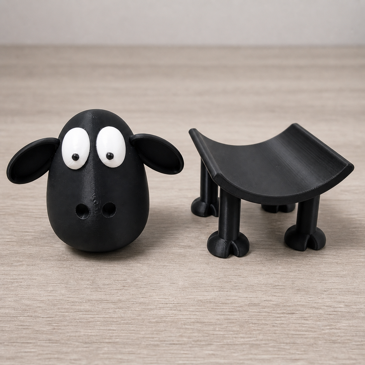 Wooly sheep head and freestanding stand, no tools needed